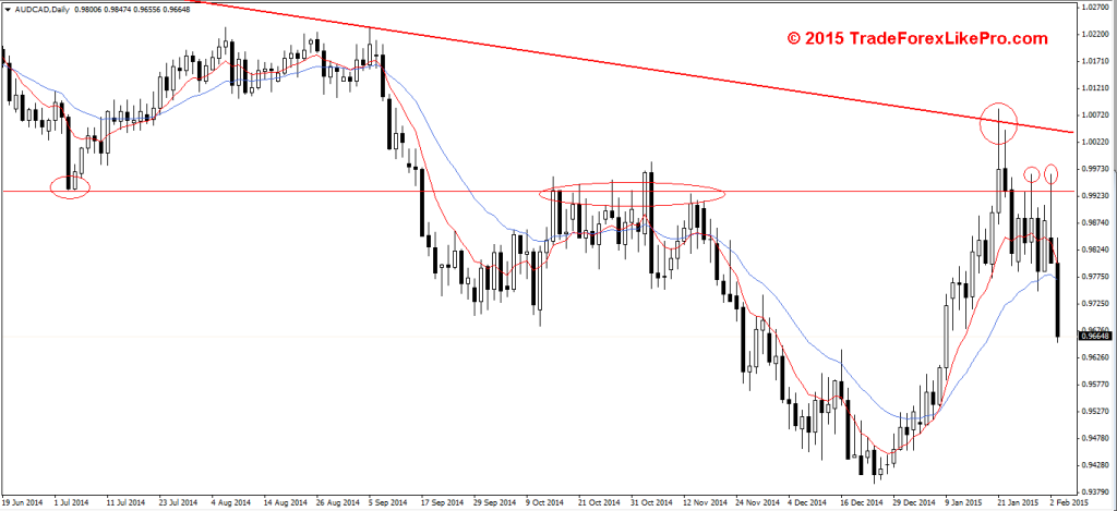 AUD/CAD - Daily chart after PIN bar